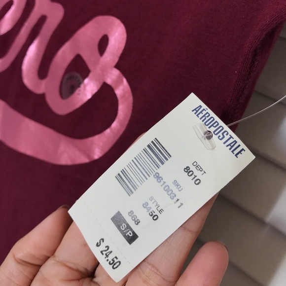 Aeropostale Maroon Shirt with metallic print - Picture 3 of 3